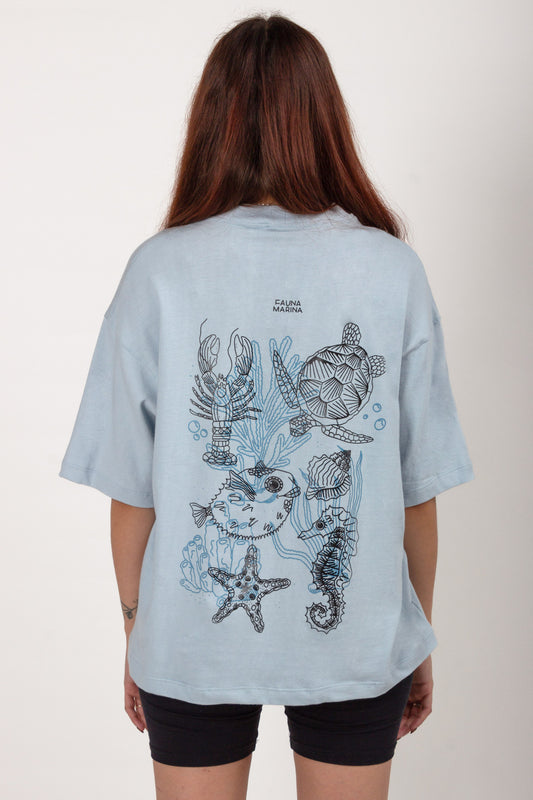 Remera Fauna Marina celeste