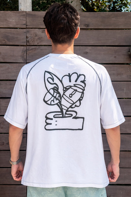 Remera blanca x Los dibujitos de Pablo