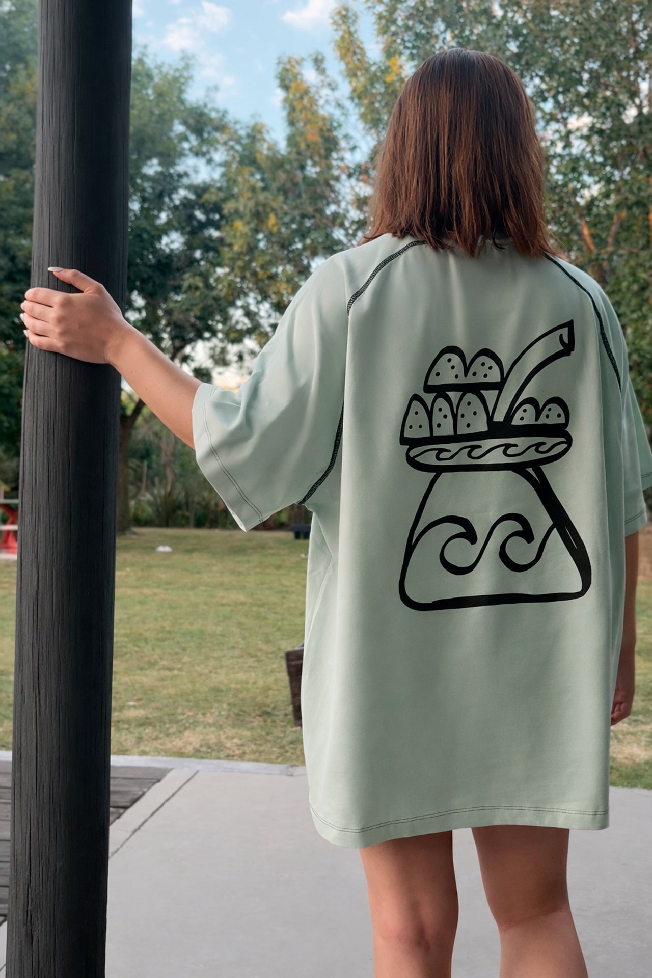 Remera verde x Los dibujitos de Pablo