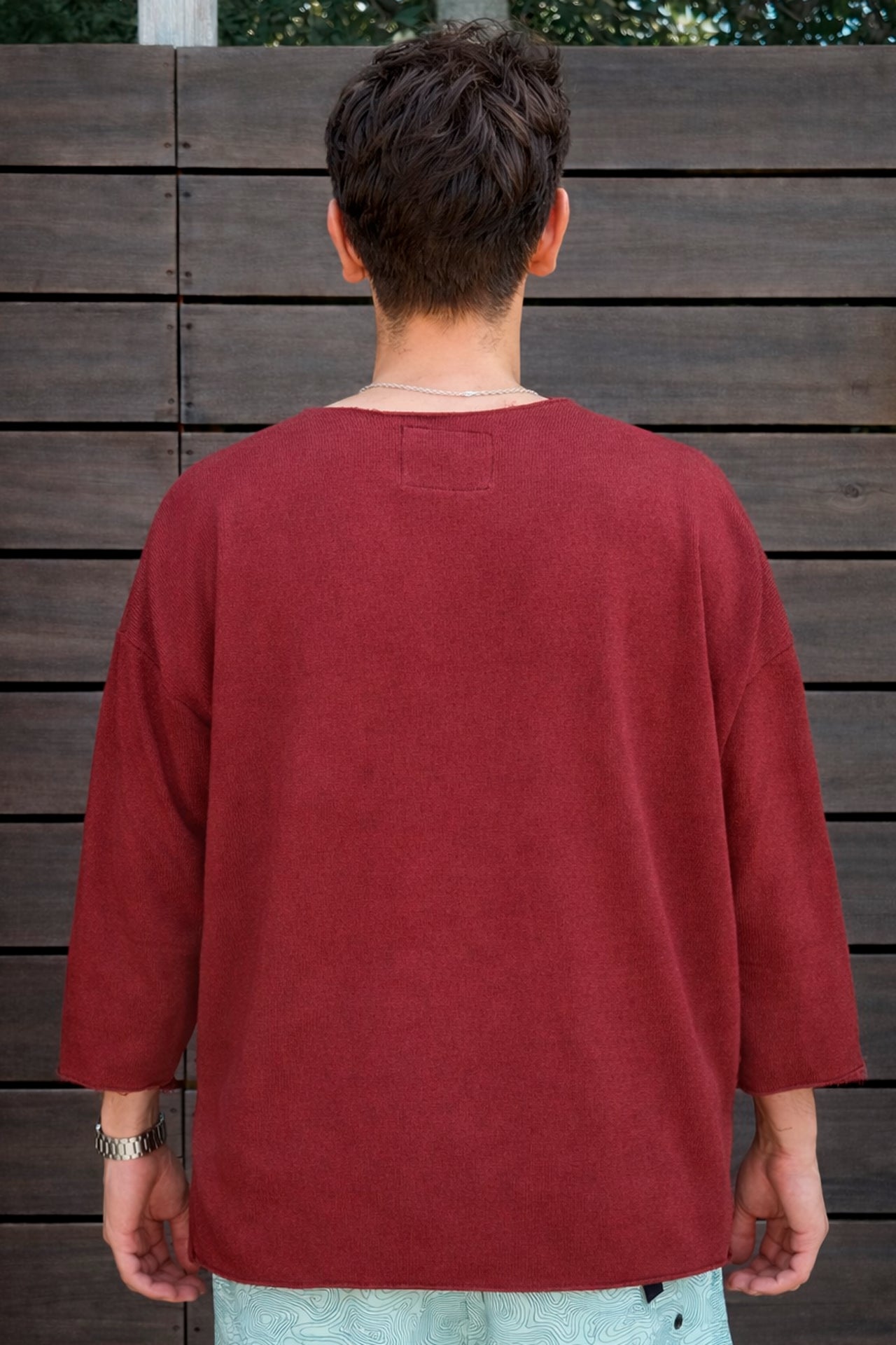 Poncho manga 3/4 bordeaux