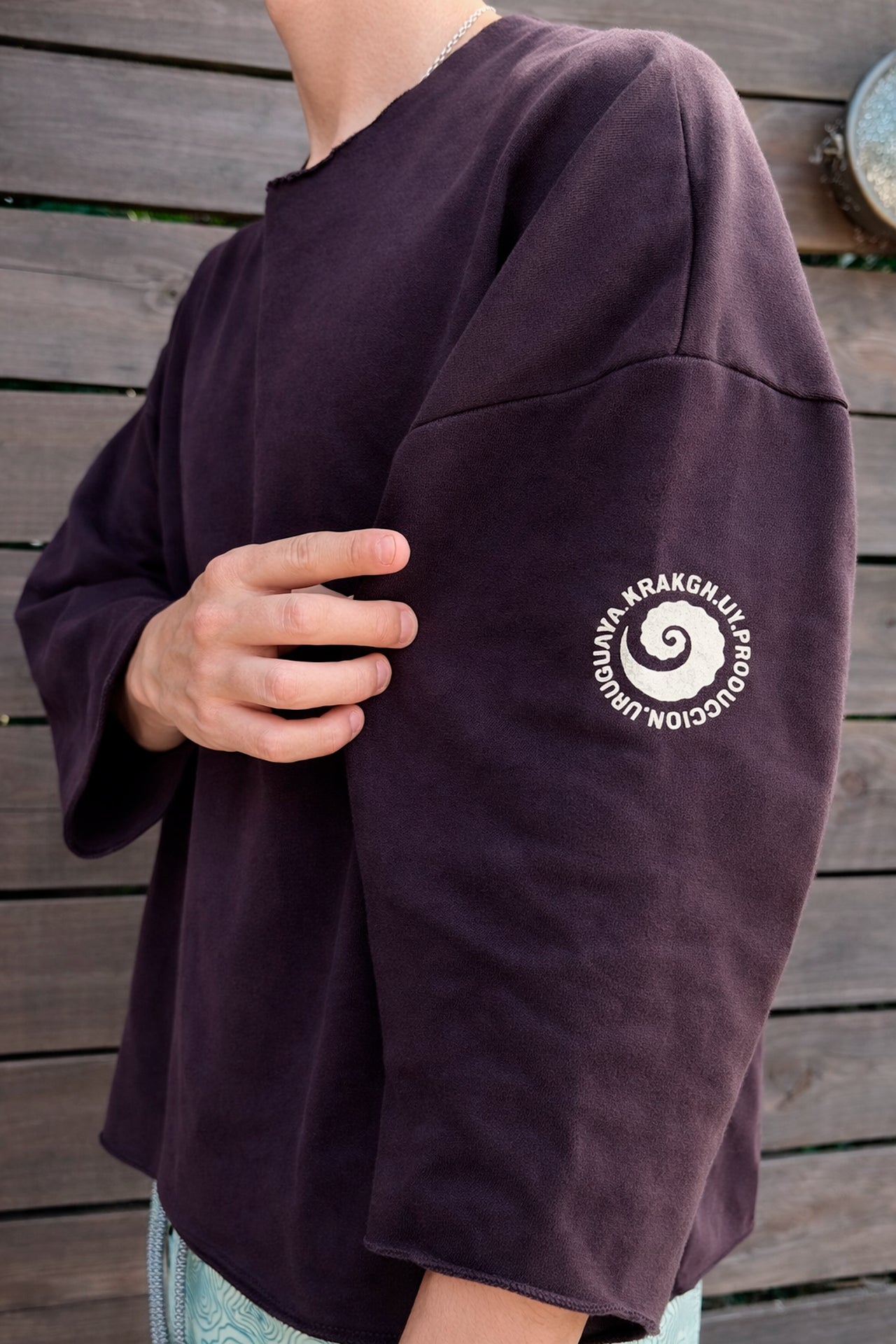 Poncho manga 3/4 vino